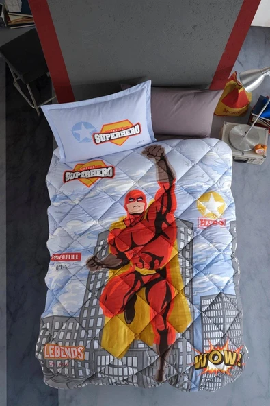 Clasy Ranforce Genç Uyku Seti Tek Kişilik Süperhero Gri ürün görseli 1