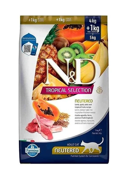 N&d Tropical Selection Sterilised Kuzu Etli Kısırlaştırılmış Yetişkin Kedi Maması 10 kg ürün görseli 1
