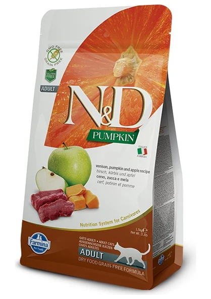 Nd Pumpkin Tahılsız Geyik Etli Bal Kabaklı ve Elmalı Yetişkin Kedi Maması 1.5 kg ürün görseli 1