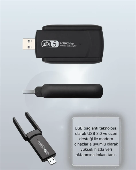 CS AC1200 USB WiFi Adaptör - Resim 5