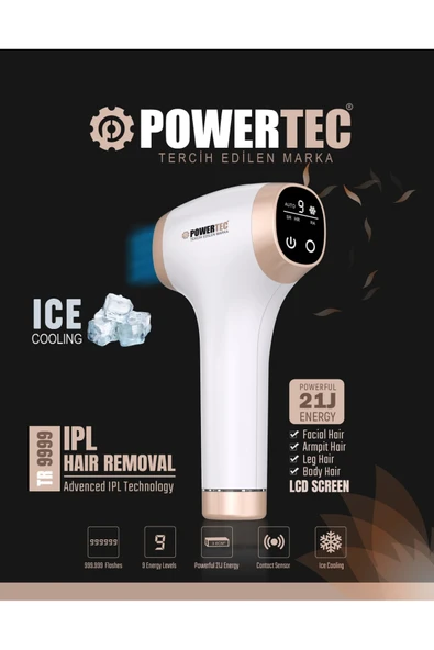 Powertec TR-9999 IPL Lazer Epilasyon 999.999 Atım Otomatik/Manuel 9 Modlu | Buz Başlıklı ürün görseli 1