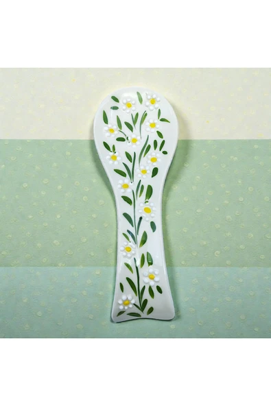 sharp&art El Yapımı Seramik Kaşık Dayanakları – 21×7 cm – Papatya, Nazar Boncuğu ve Kabartmalı Lale Desenleri Çok Renkli ürün görseli 1