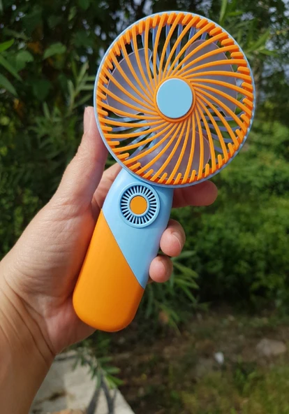 USB Şarjlı Mini El Fanı Taşınabilir Vantilatör 3 Kademeli Sessiz Fan Telefon Tutuculu Turuncu ürün görseli 1