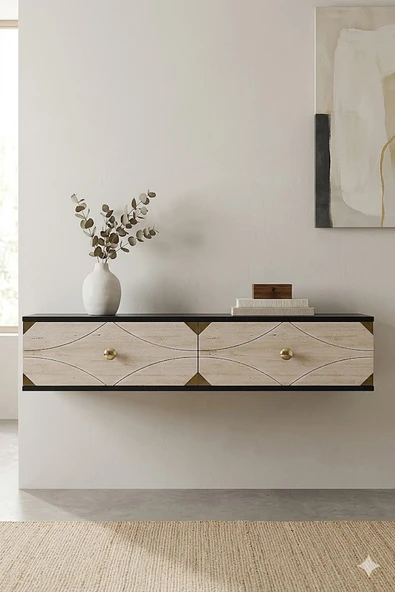 TDA1297ATG ALFA Dresuar , Antre Hol Rafı Antrasit-Traverten-Gold 120cm ürün görseli 1