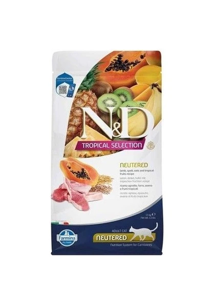 Tropical Selection Düşük Tahıllı Kuzu Etli ve Tropikal Meyveli Kısırlaştırılmış Kedi Maması 1,5k ürün görseli 1