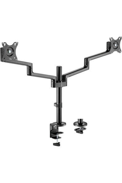 voltix 2'li Monitör Tutucu Döndürülebilir Kablo Kılavuzlu Ergonomik Monitör Kolu - Siyah ürün görseli 1