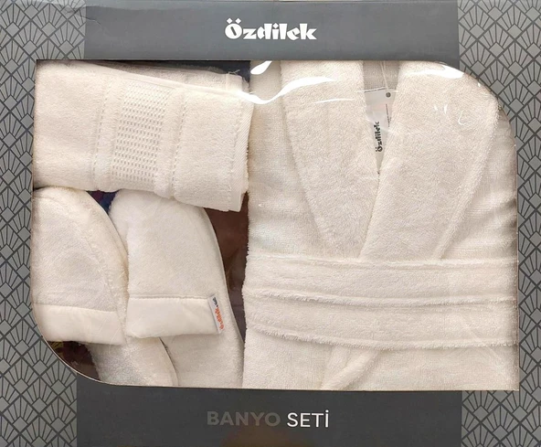 Özdilek Colourist Krem Kişisel Banyo Bornoz Seti (XL Beden) ürün görseli 1