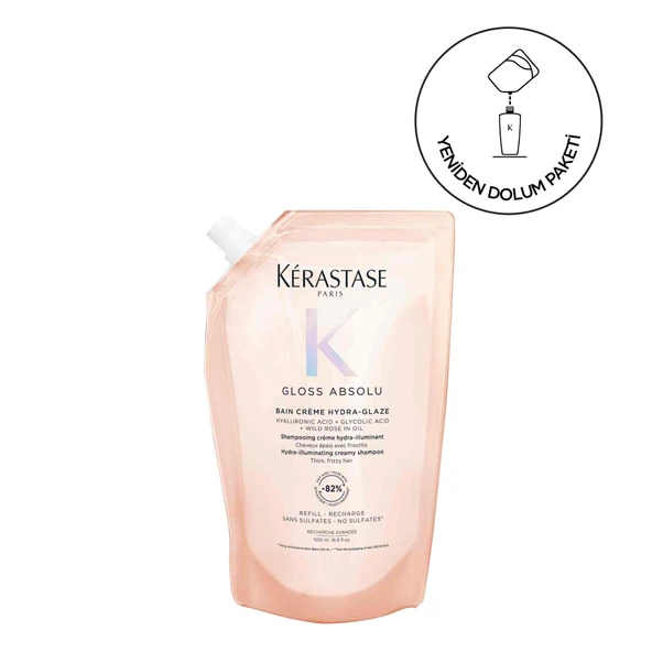Kerastase Gloss Absolu Bain Creme Elektriklenmeye Eğilimli Saçlar için Parlaklık Veren Refill Şampuan 500 ML ürün görseli 1