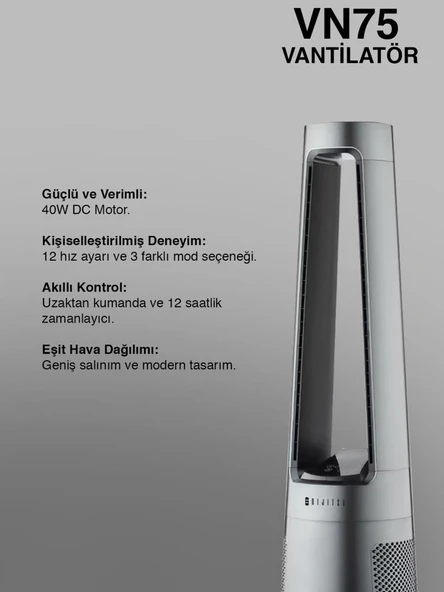 Dijitsu VN75 Uzaktan Kumandalı Kule Tipi Vantilatör - Resim 2