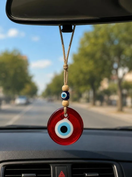 Nazar Boncuğu Dikiz Aynası Süsü Renkli Duvar Süsü El Yapımı Cam Kapı Süsü ürün görseli 1