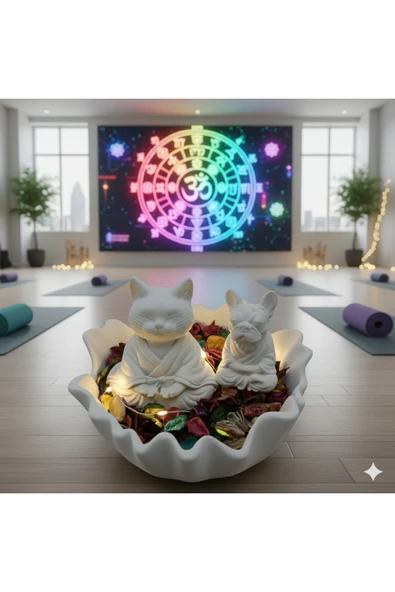 sharp&art Yoga Uzmanı Yogitoş ve Yardımcısı Hanimiş Benim Mottişim Dekoratif Biblo Set Beyaz ürün görseli 1