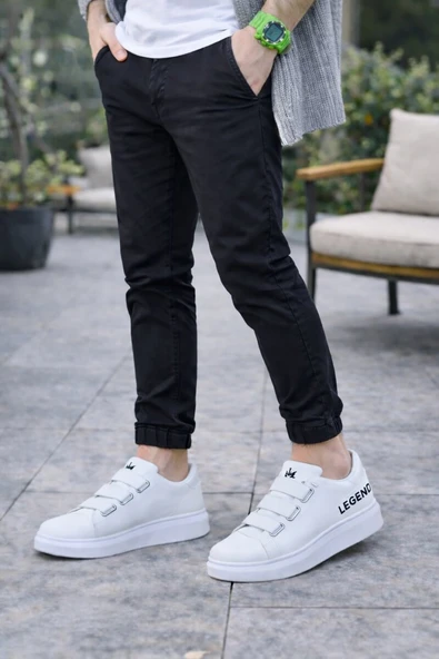 JET-29 Mono Bağcıksız 3 Bantlı Lastikli Legend Cilt Erkek Günlük Sneaker Ayakkabı CBT - Beyaz ürün görseli 1