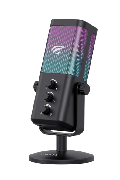 Havit GK65 RGB Profesyonel Yayıncı Mikrofonu 192kHz 24Bit Hi-Fi Dahili Ses Kartlı ürün görseli 1