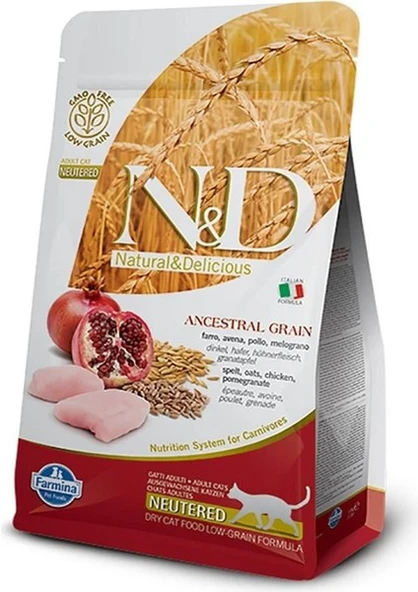 N&d Neutered Düşük Tahıllı Tavuk ve Narlı Kısırlaştırılmış Kedi Maması 1.5 kg ürün görseli 1