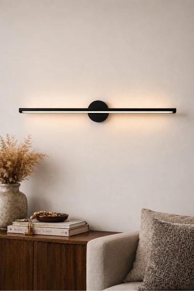VOLTMARKET Modern Linear LED Aplik 70 CM Siyah Duvar Lambası Elektirili Işıklı Dekoratif Aydınlatma ürün görseli 1