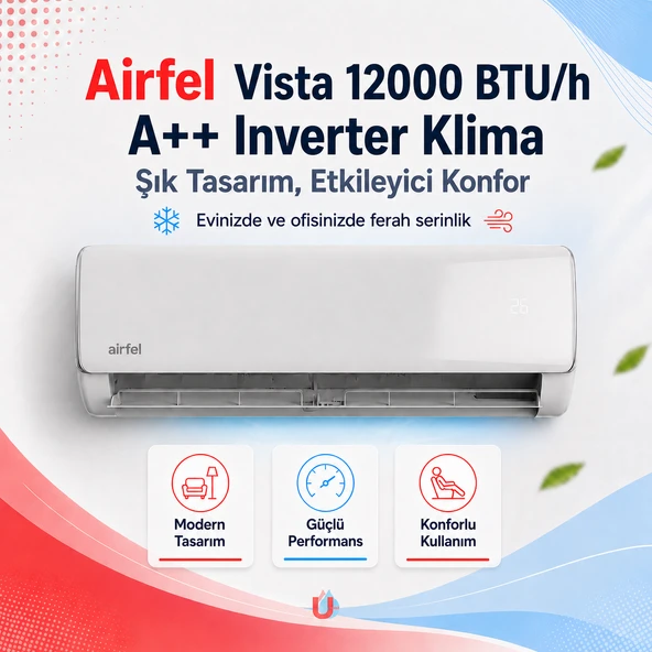 AİRFEL VİSTA SERİSİ 2026  SPLİT LTXP35A 12.000 BTU/H A++ İNVERTER KLİMA R32 ürün görseli 1