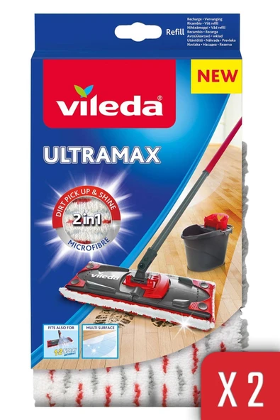 Vileda Ultramax Turbo 2in1 Dikdörtgen Başlık Mikrofiber Yedek Paspas x 2 Adet ürün görseli 1