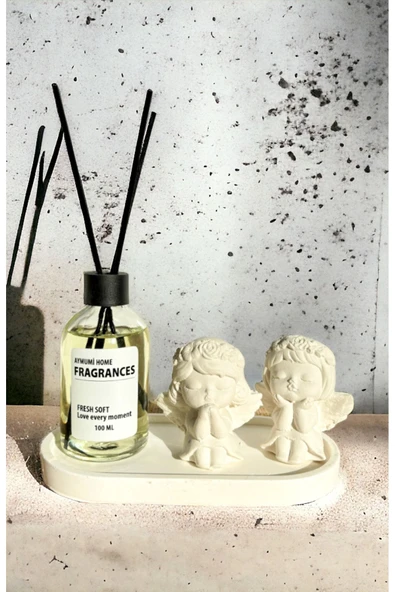aymumi home Kanatlı İkili Melek Ve Özel Fresh Soft Oda Kokusu 100ml(Stand hediyeli)seti ürün görseli 1
