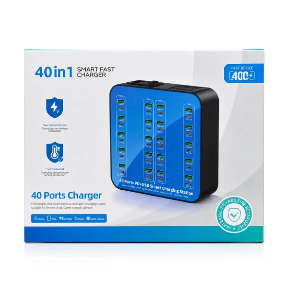 Ultratekno WLX-880A 400W 40 Port Şarj İstasyonu 20 USB + 20 Type-C PD Çoklu Hızlı Şarj ürün görseli 1