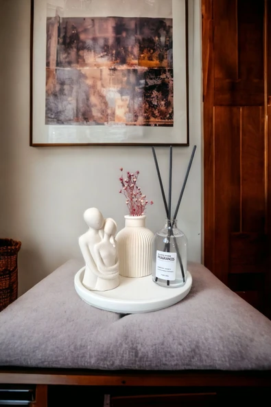 MUJİ STORE Dekoratif Çizgili Kuru Çiçek Vazosu Sarılan Sevgili Biblo Fresh Soft Oda Kokusu Set ürün görseli 1
