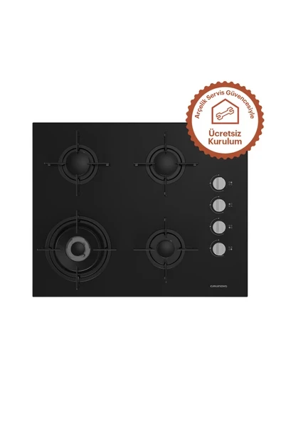 Grundig GIGL 622410 Woklu Ankastre Cam Ocak Siyah ürün görseli 1