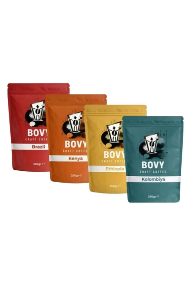 4'lü Dünya Kahveleri Filtre Kahve Seti (4X250Gr) 1 Kg Öğütülmüş - Brazil Ethiopia Colombia Kenya ürün görseli 1