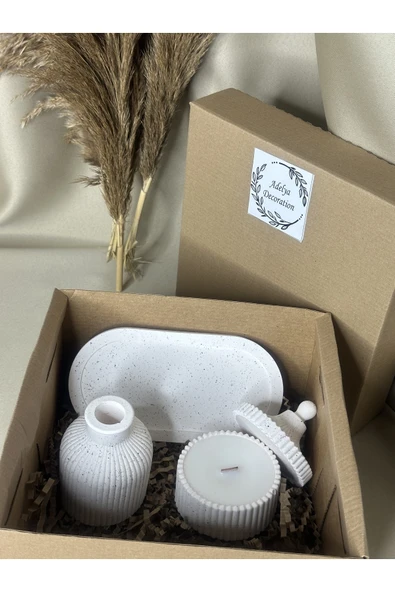 AdelyaHome Granit Efekt Mum Tabağı Set ürün görseli 1