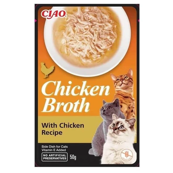 Inaba Ciao Chicken Broth Tavuk Sulu ve Tavuklu Kedi Çorbası 50 Gr ürün görseli 1