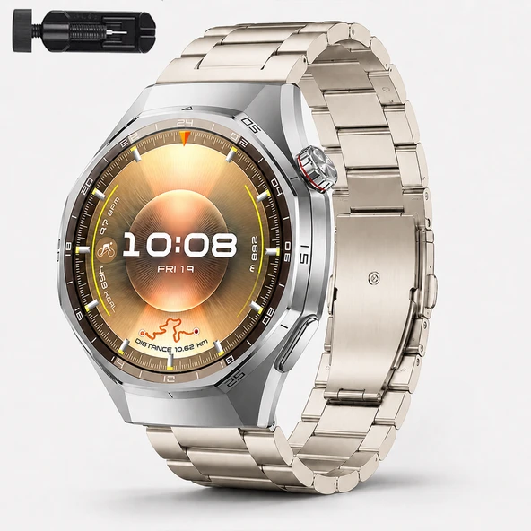 Huawei Watch GT6 Pro 46mm İle Uyumlu Katlanır Klipsli Paslanmaz Çelik Saat Kordonu  Starlight ürün görseli 1