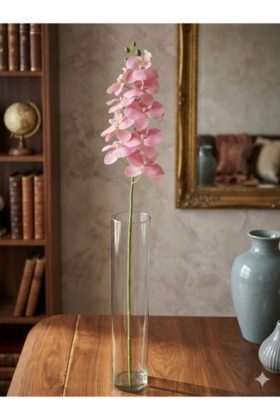 aymumi home Yapay Pembe Orkide Tek Dal  Gerçek Görünümlü Dekoratif Yapay Çiçek (Cam Vazo Dahil Değildir) ürün görseli 1