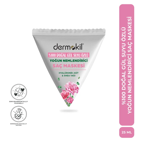 Dermokil %100 Doğal Gül Suyu Yoğun Nemlendirici Saç Maskesi 25 ml ürün görseli 1