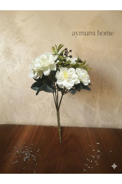 aymumi home Dekoratif Beyaz Yapay Çiçek Buketi  Doğal Görünümlü Çiçek Demeti Masa Üstü Ev (Dal Buket) ürün görseli 1