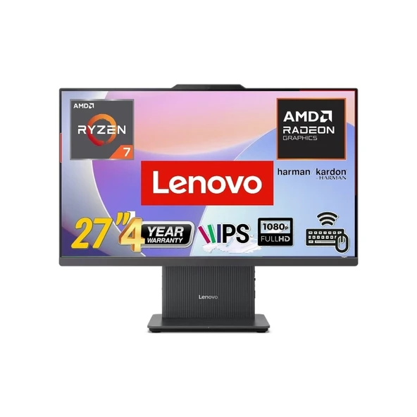 Lenovo ıdeacentre Aıo 27ARR9 Amd Ryzen 7-7735HS 32GB 1tb SSD Windows 11 Pro 27" Fhd Siyah All In One Bilgisayar ürün görseli 1