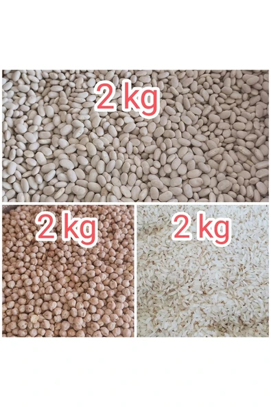 Kuru fasulye, nohut , pirinç (doğal ve katkısız) yerli ve yeni mahsul net 6 kg ürün görseli 1