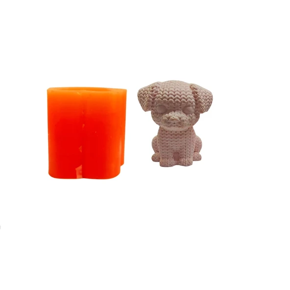 Silikon 3D Kalıp Sevimli Köpek Modeli Mum ve Taş Tozu Kalıbı 10 CM ürün görseli 1