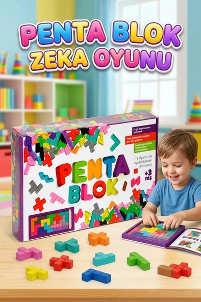22 Parçalı Renkli 12 Çeşitli Şekilli Penta Bloklu 1-2 Kişilik Zeka Geliştirici Eğitici Oyuncak Seti ürün görseli 1