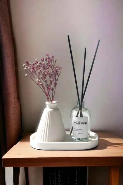 ALLEZA HOME Dekoratif Konik Pampas Kuru Çiçek Vazosu Standlı Fresh Soft Oda Kokulu Set ürün görseli 1