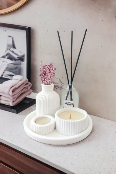 ALLEZA HOME Dekoratif Minyatür Nordik Vazo Fresh Soft Koku Mumlu Set (TEALİGHT MUM DAHİL DEĞİLDİR) ürün görseli 1
