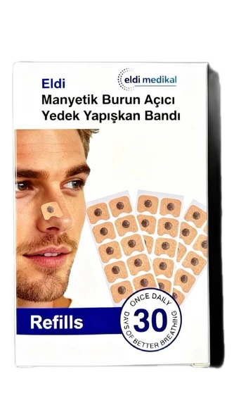 ELDİ MANYETİK BURUN AÇICI YEDEK YAPIŞKAN BANDI,30 çift (30 Günlük),Horlama, Burun Tıkanıklığı ürün görseli 1