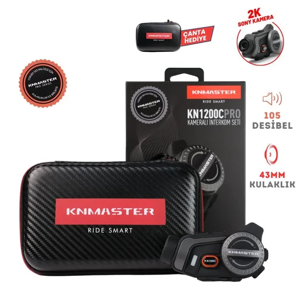 KNMASTER KN1200C PRO Kameralı Motosiklet Kask Bluetooth Intercom Kulaklık Seti ürün görseli 1