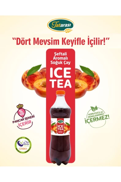 tatarası Şeftali Aromalı Soğuk Çay 1 Lt. | Helal Belgeli Ice Tea | %100 Şeker Pancarından ürün görseli 1