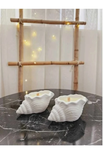 aymumi home Dekoratif Hediyelik Ikili Deniz Kabuğu Mum ürün görseli 1