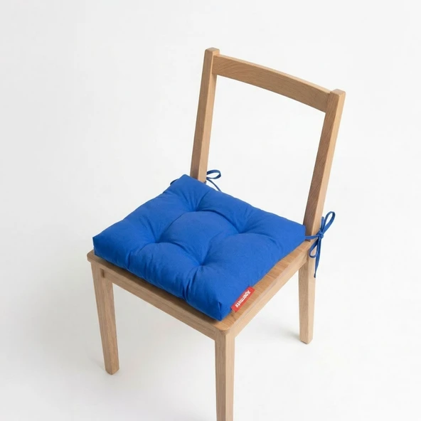 Pofuduk Sandalye Minderi Bağcıklı 40x40 cm Yıkanabilir Dekoratif Mutfak Bahçe Piknik Minderi Mavi ürün görseli 1