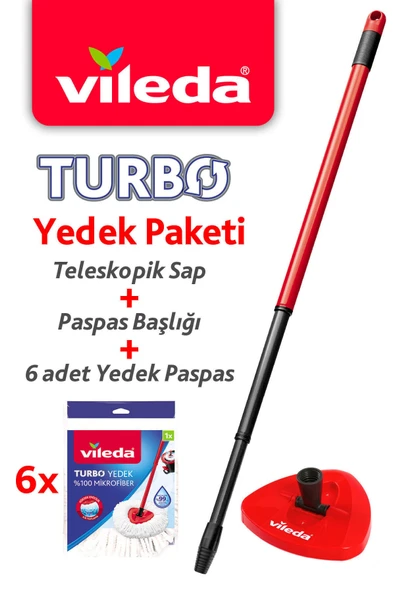 Vileda Turbo Sap + Üçgen Başlık + Mikrofiber Yedek Paspas x 6 Adet ürün görseli 1