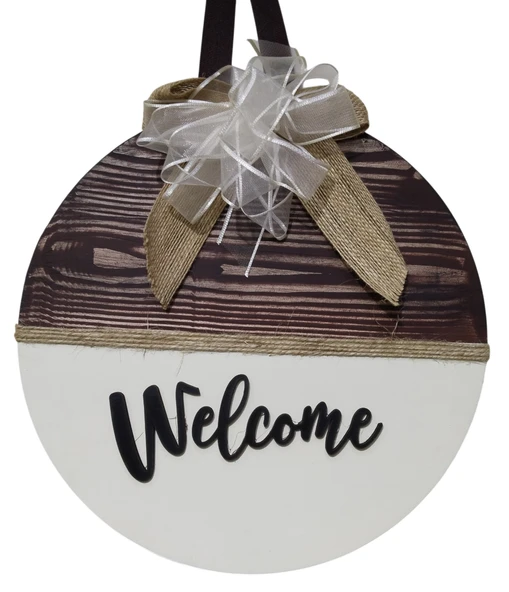 Welcome Yazılı MDF Kapı Süsü 28 cm Dekoratif Duvar ve Kapı Aksesuarı ürün görseli 1