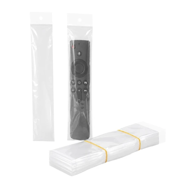 Hey Şeffaf Askılı 25x5 Cm Kumanda Poşeti 100'Lü Paket Uzaktan Kumanda Poşet ürün görseli 1