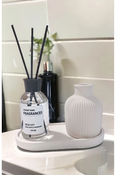 aymumi home Dekoratif Mini Pampas Kuru Çiçek Vazosu Fresh Soft Oda Kokusu Standlı Set ürün görseli 1