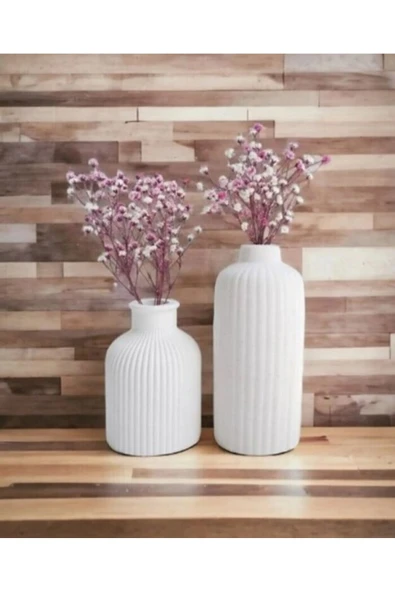 aymumi home Dekoratif İskandinav Tarz Mini Ve Uzun BetonVazo Seti ürün görseli 1