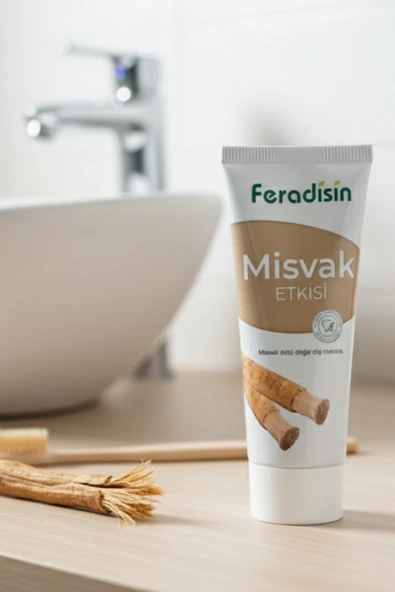 Feradisin Doğal Misvak Özlü Florürsüz Beyazlatıcı Ve Koruyucu Diş Macunu 90 gr - Gimdes Helal Sertifikalı ürün görseli 1