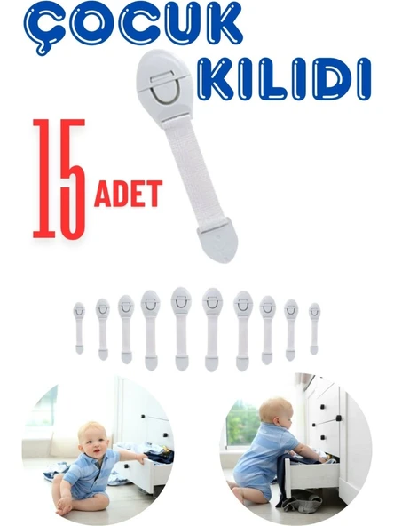 15 Adet Çocuk Bebek Çekmece Dolap Beyaz Eşya Güvenlik Emniyet Koruma Kilidi - Çok Amaçlı Kilit ürün görseli 1